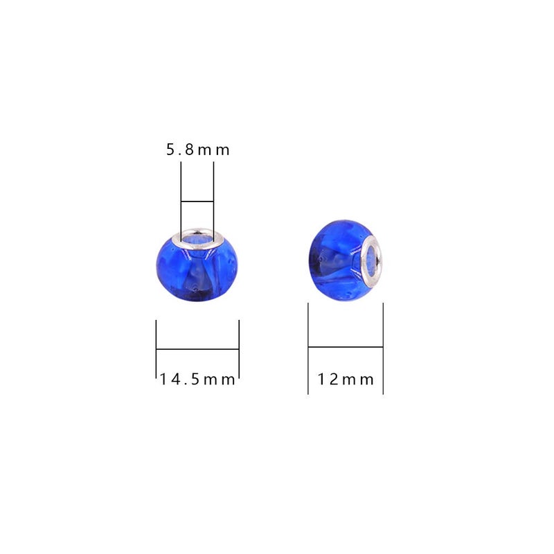 AIPRIDY 100Pcs 15x11mm Painting Murano Large Hole Glass Beads Mix Color with Silver Brass Cores European Charm fit Bracelet Necklace (Transparent Double Color Glass) - Image 5